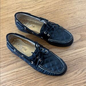 Quilted Black Boat Shoes sperry